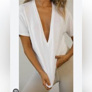 Joah Brown plunge v neck tee white size S/M